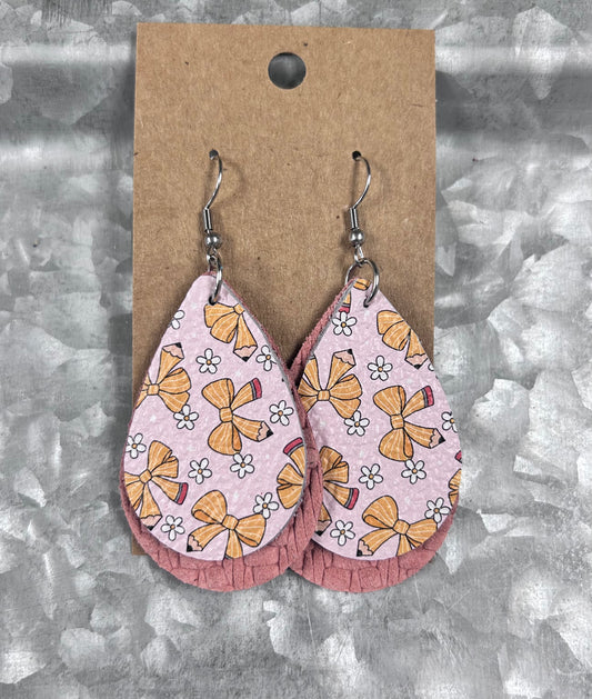 Pink Pencil dangle earring