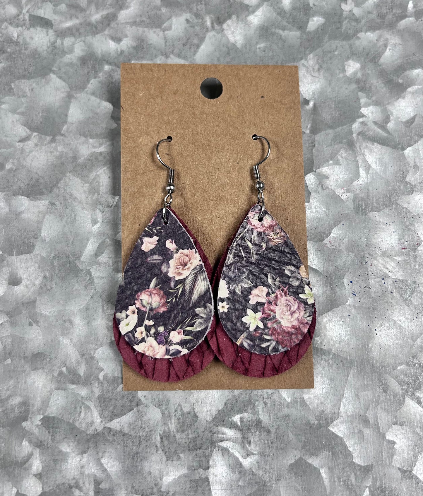 Blue Floral pattern with maroon layer