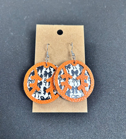 Baseball shaped dangle earrings