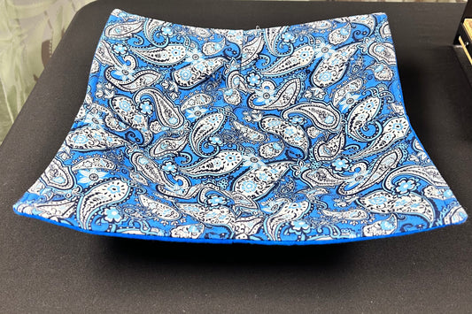 Blue Paisley print soup bowl koozie