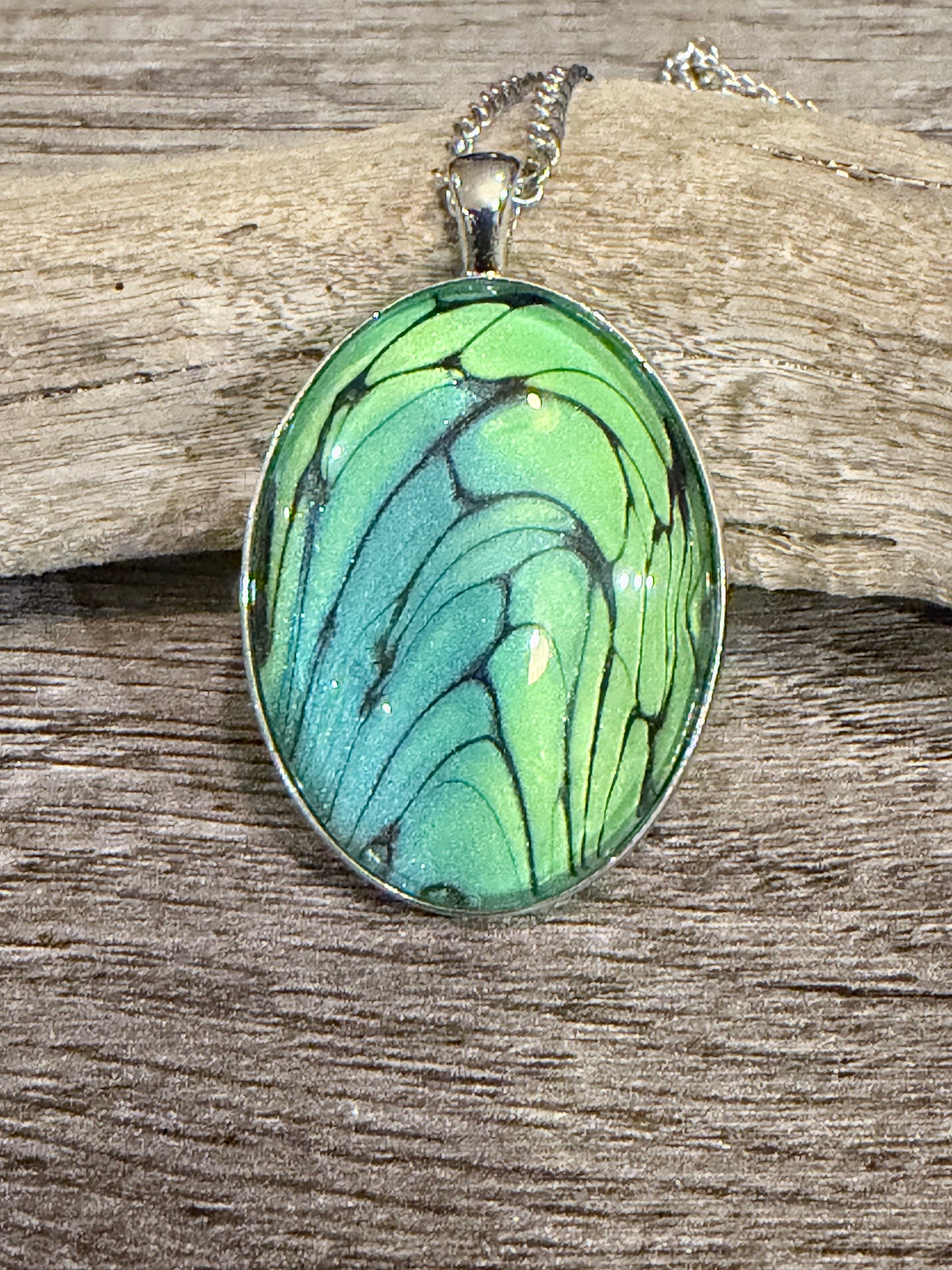 Oval Fluid Art Necklace