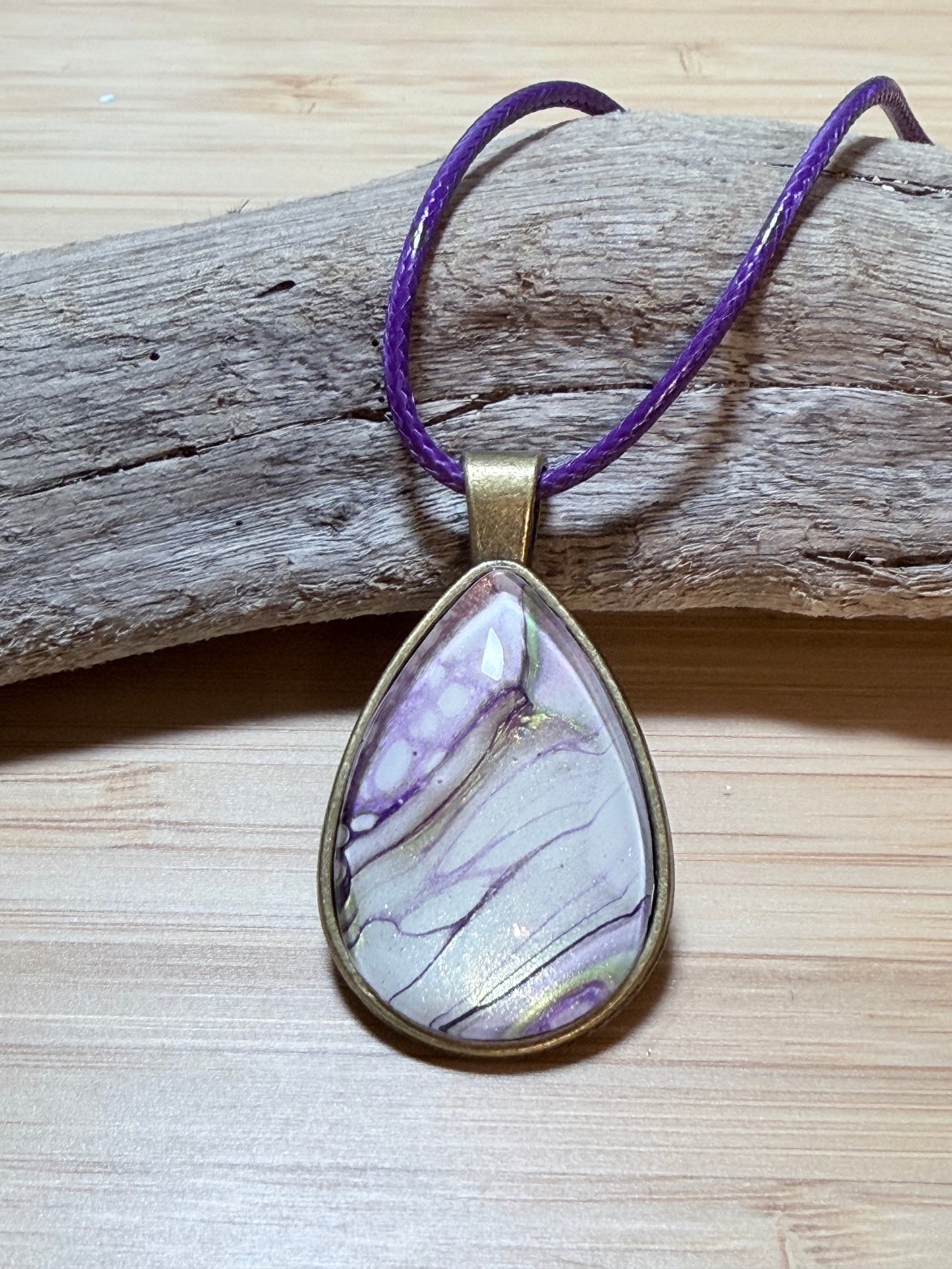 Tear Drop Fluid Art Necklace
