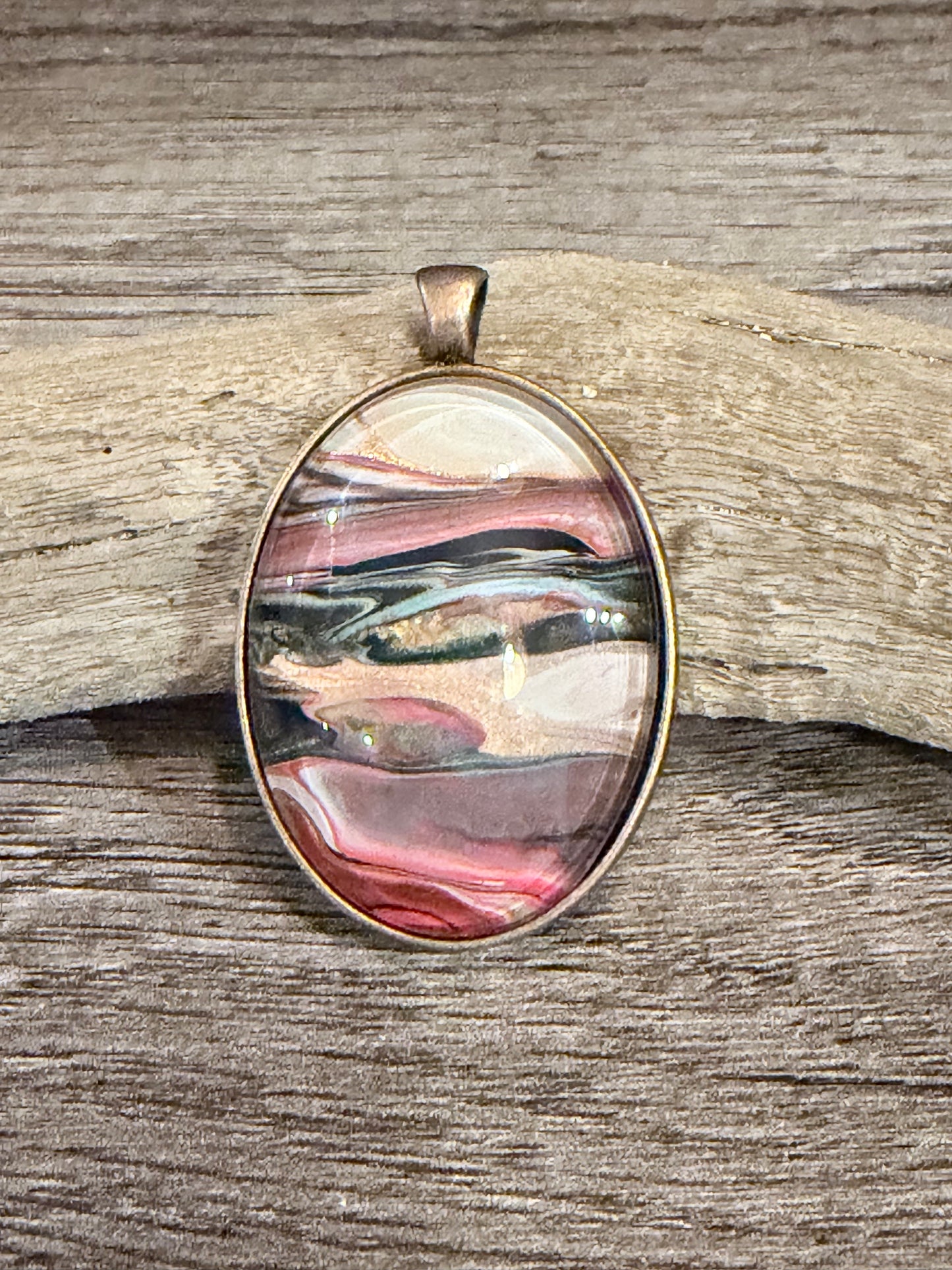 Oval Fluid Art Necklace