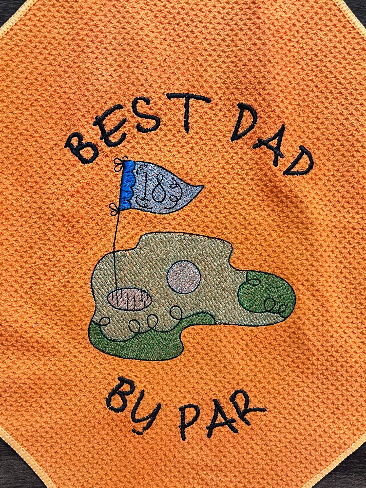 Embroidered *Best Dad by Par* Orange Golf Towel