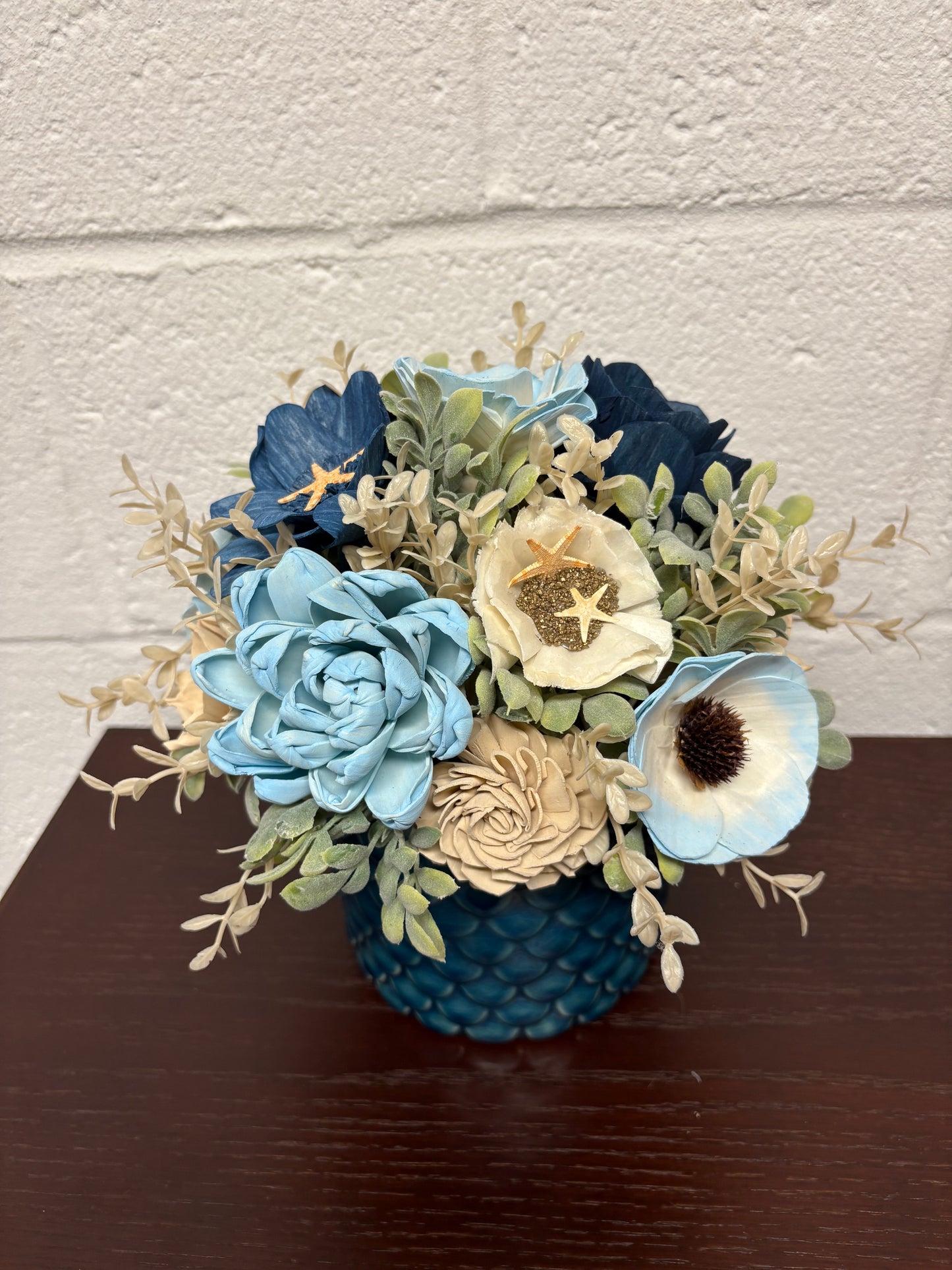 Beachy Wood Flower Arrangement