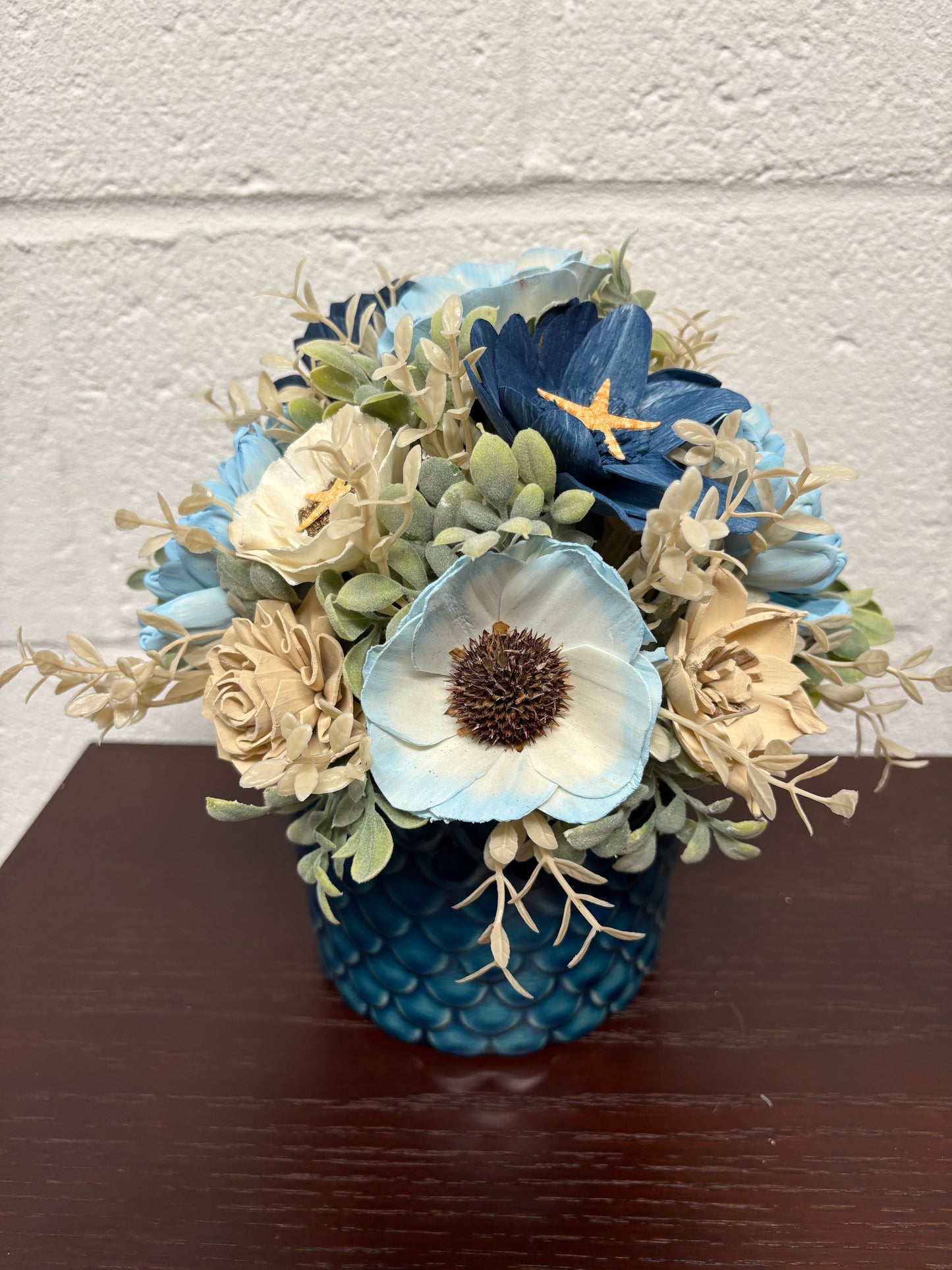 Beachy Wood Flower Arrangement