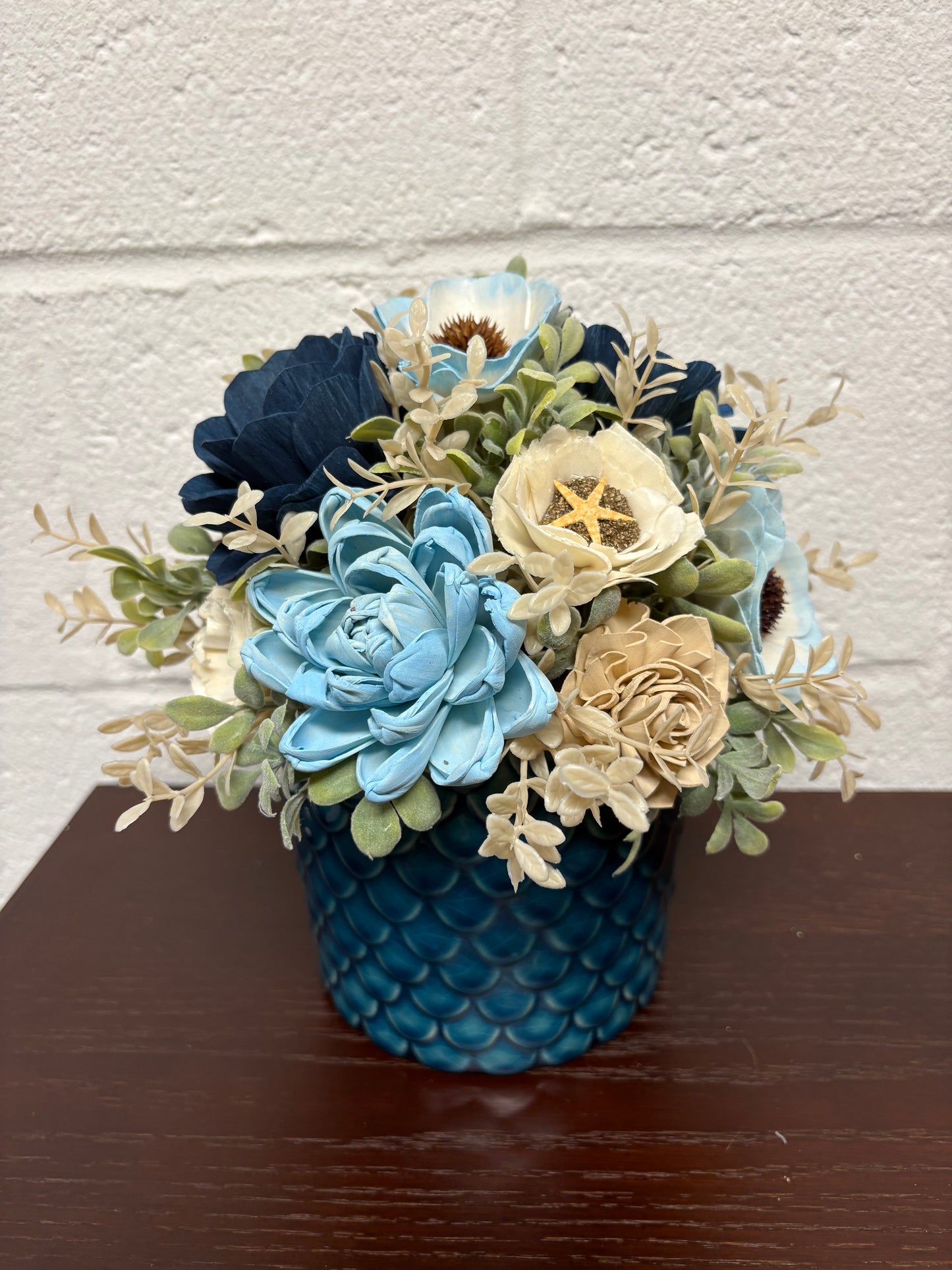 Beachy Wood Flower Arrangement