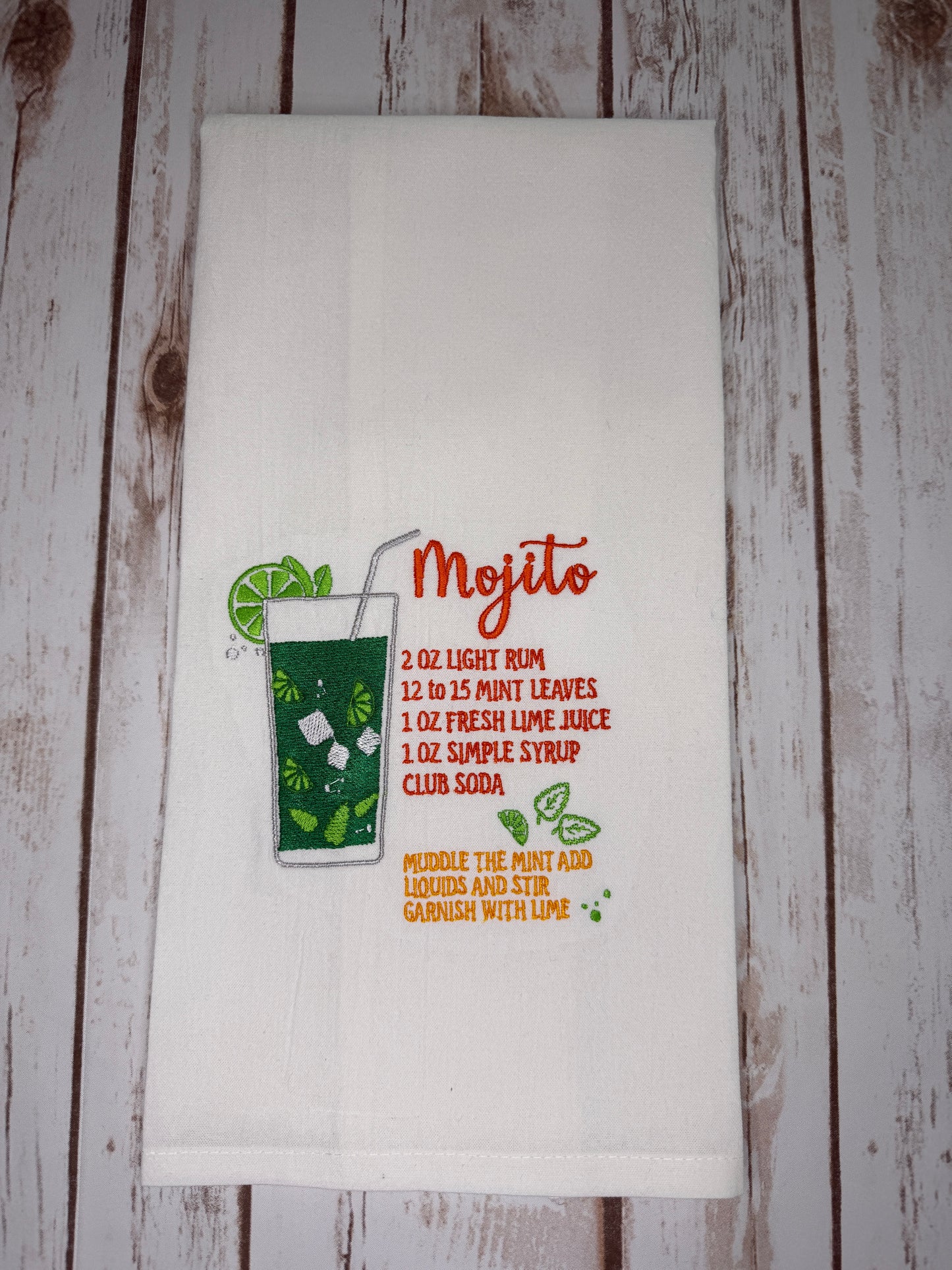 Embroidered Cocktail Recipe Towels