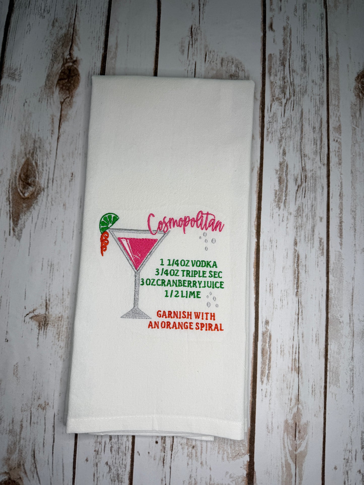 Embroidered Cocktail Recipe Towels