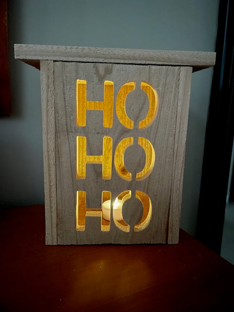 Ho Ho Ho Lantern w/tealight candle