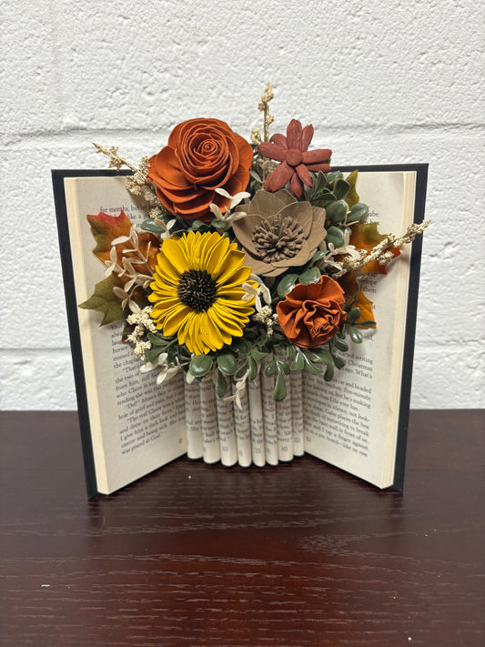 Fall Wood Flower Book Arrangement