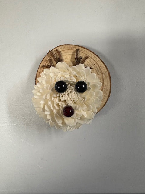 Reindeer Wood Flower Magnet
