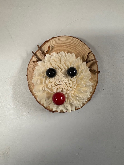 Reindeer Wood Flower Magnet