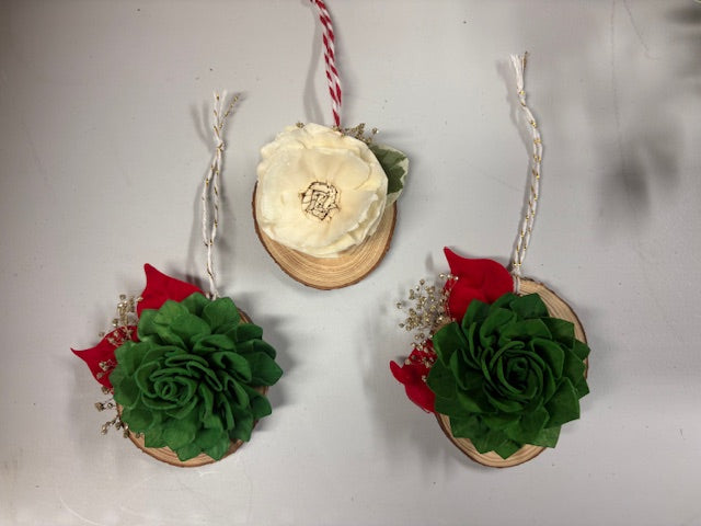 Wood Flower Ornament