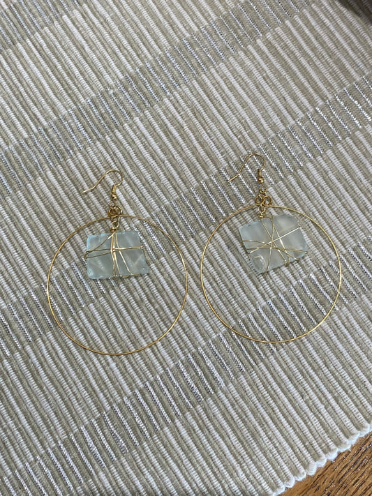 Sea Glass Hoops