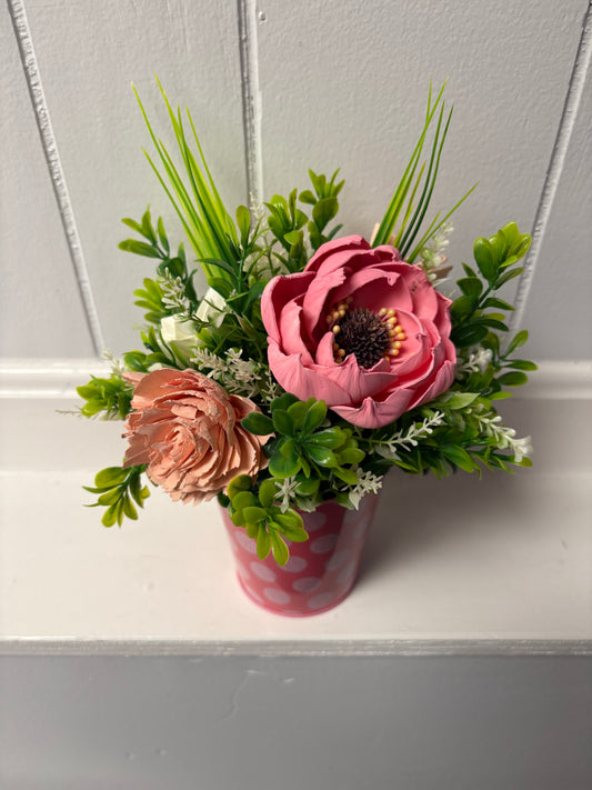 Pink Wood Flower Arrangement