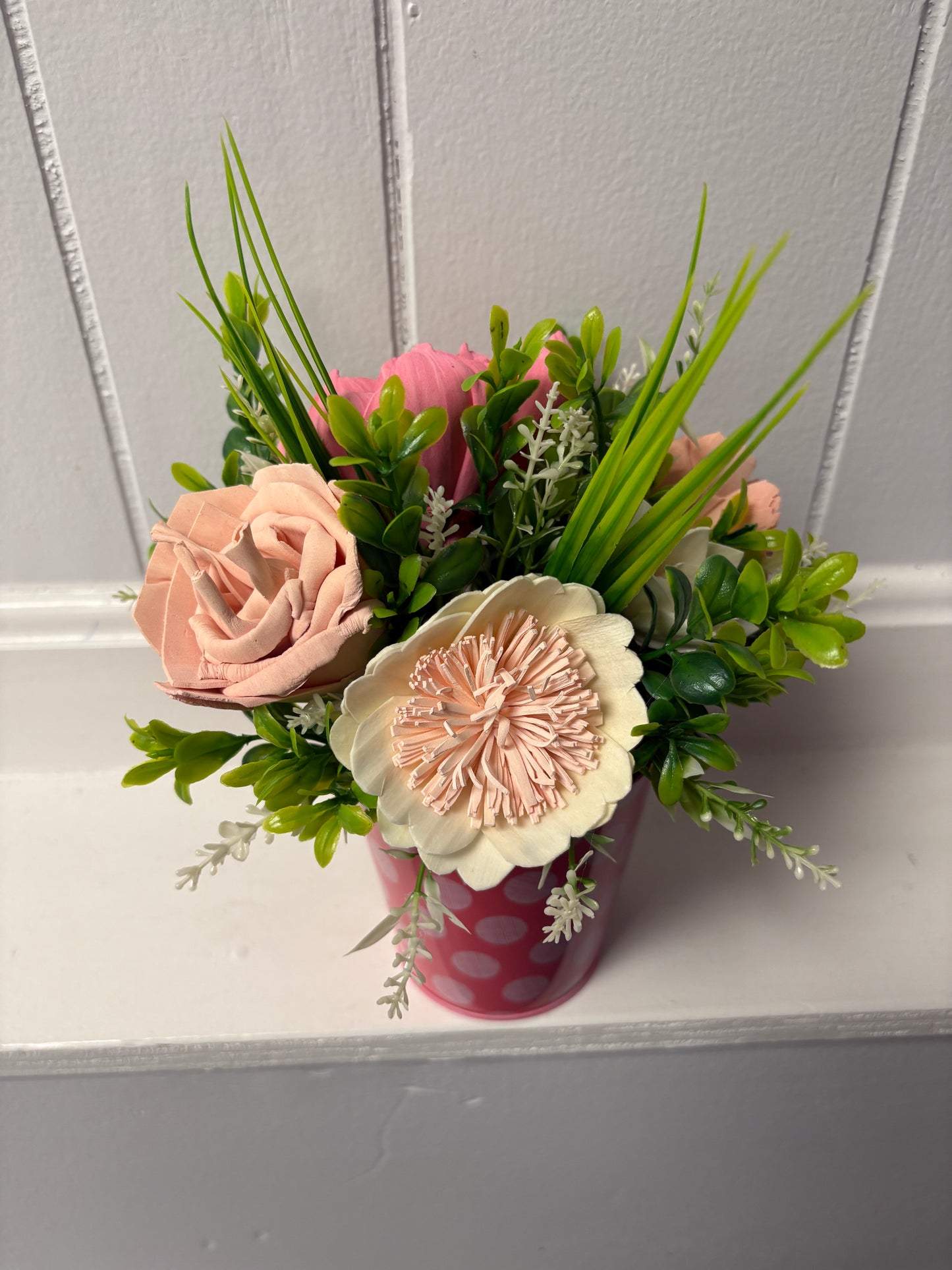 Pink Wood Flower Arrangement