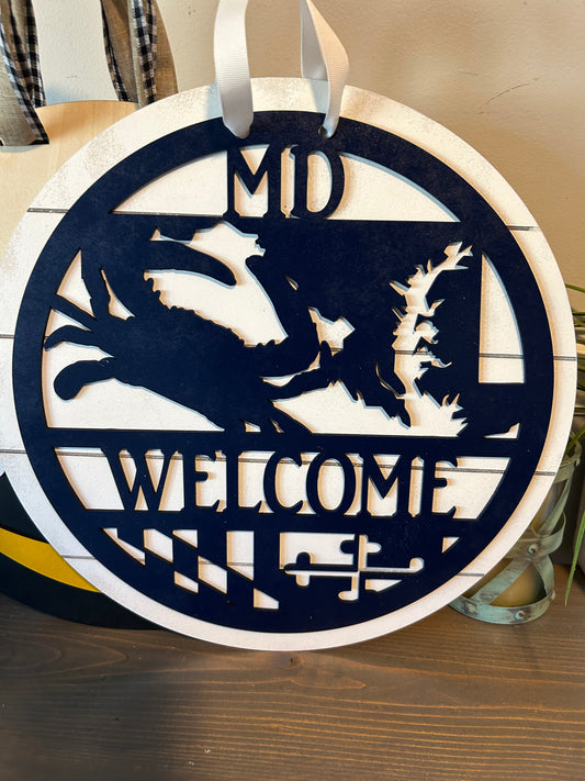 MD Welcome Round Door sign