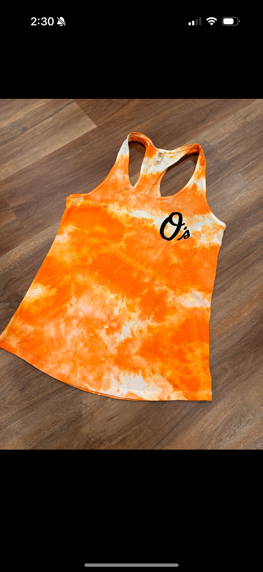 Tie dye orioles tank top
