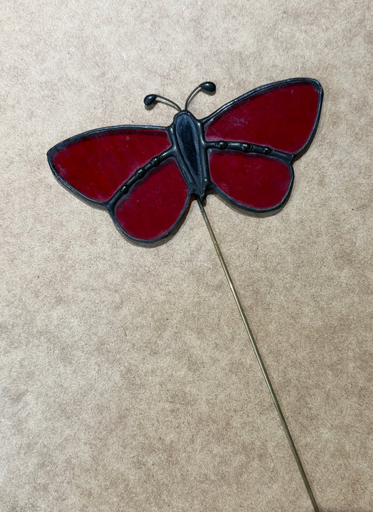 Red butterfly plant stake