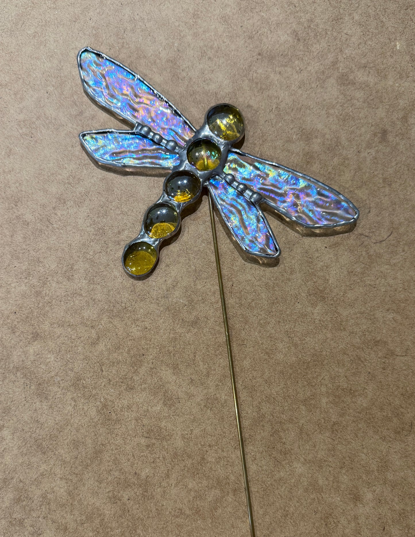 Yellow dragonfly plant stake