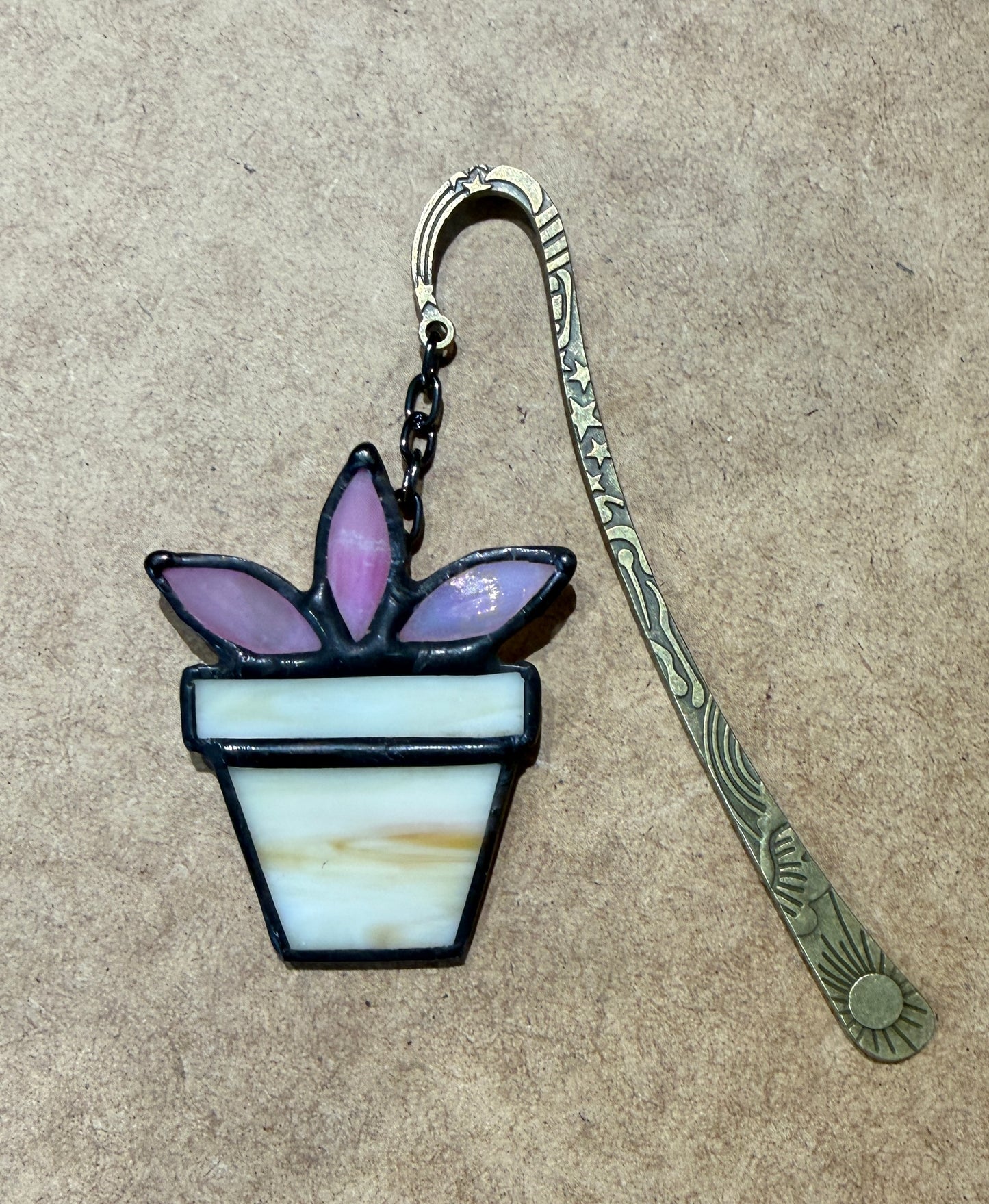 Pink potted plant bookmark
