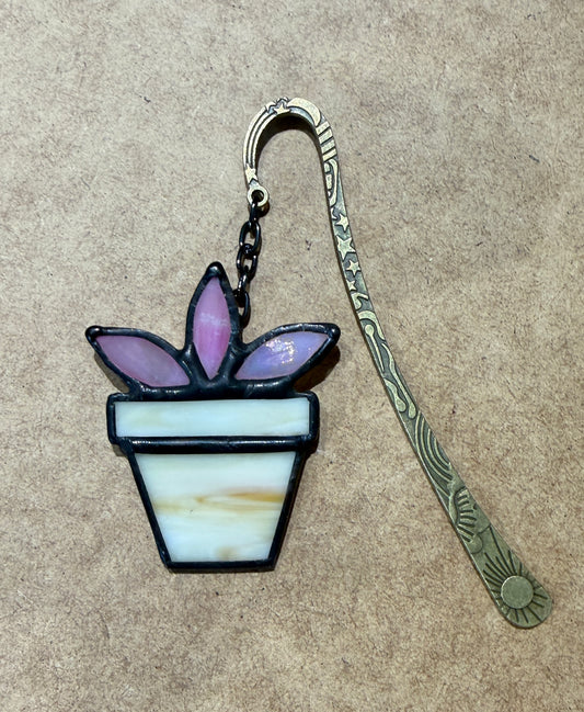 Pink potted plant bookmark