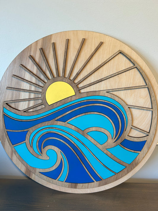 Wave & Sun layered sign