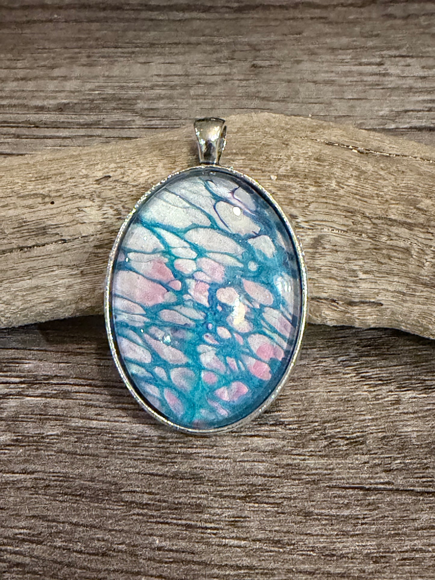 Oval Fluid Art Necklace