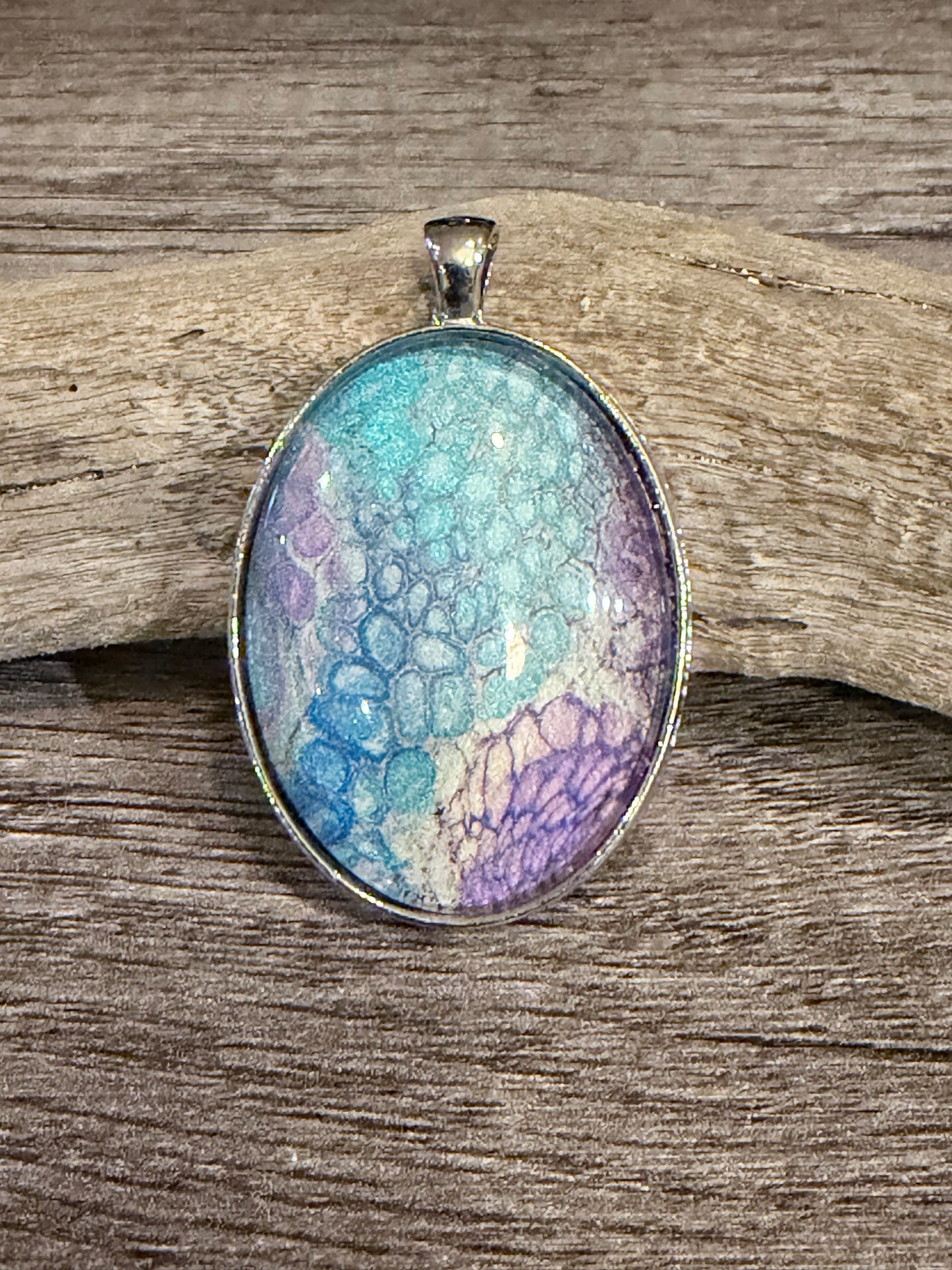 Oval Fluid Art Necklace