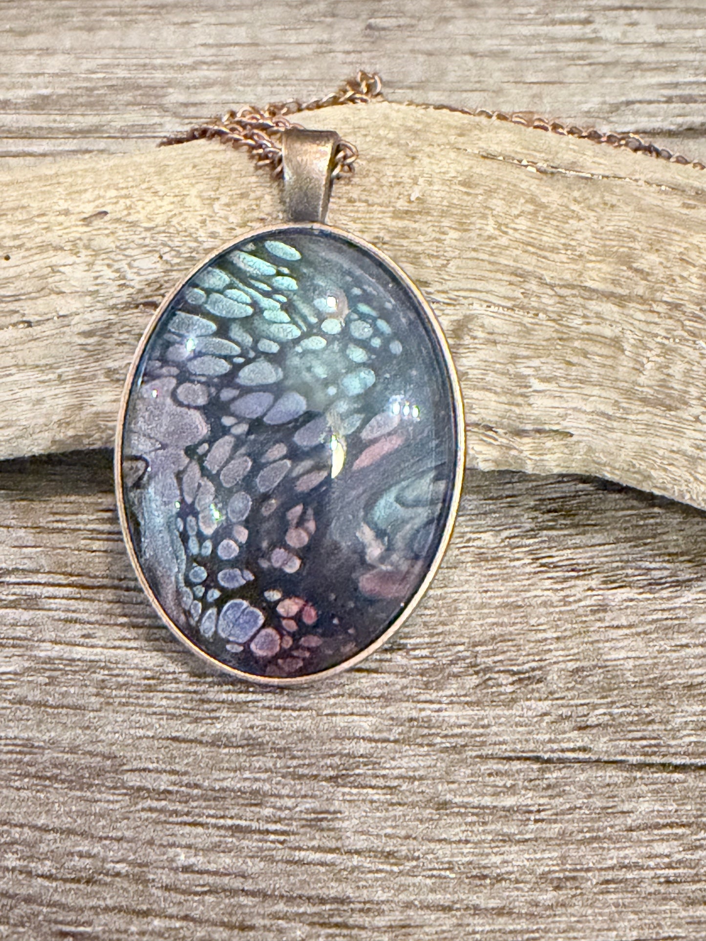 Oval Fluid Art Necklace