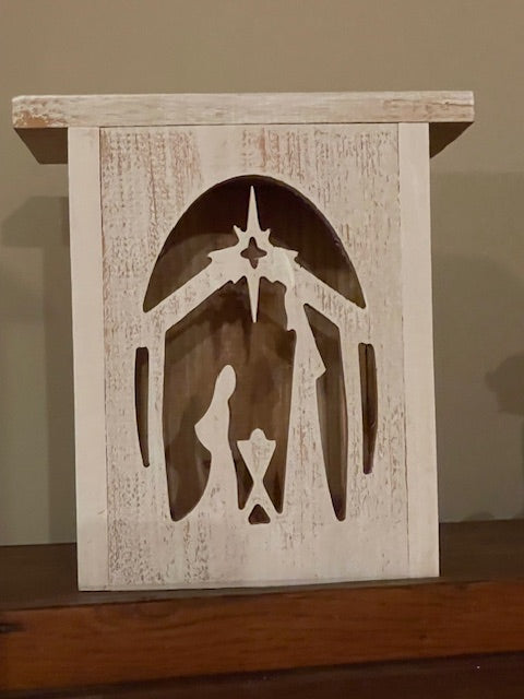 Nativity Scene Lantern w/ LED tealight candle