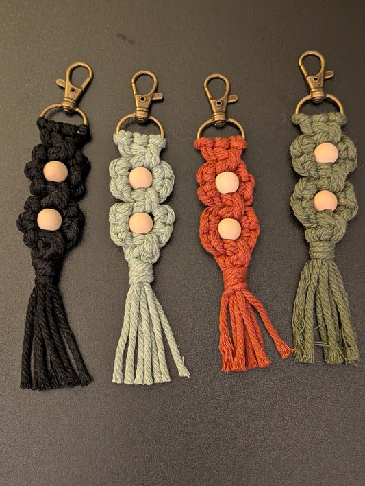 Macrame Flower With Beads Key Chain