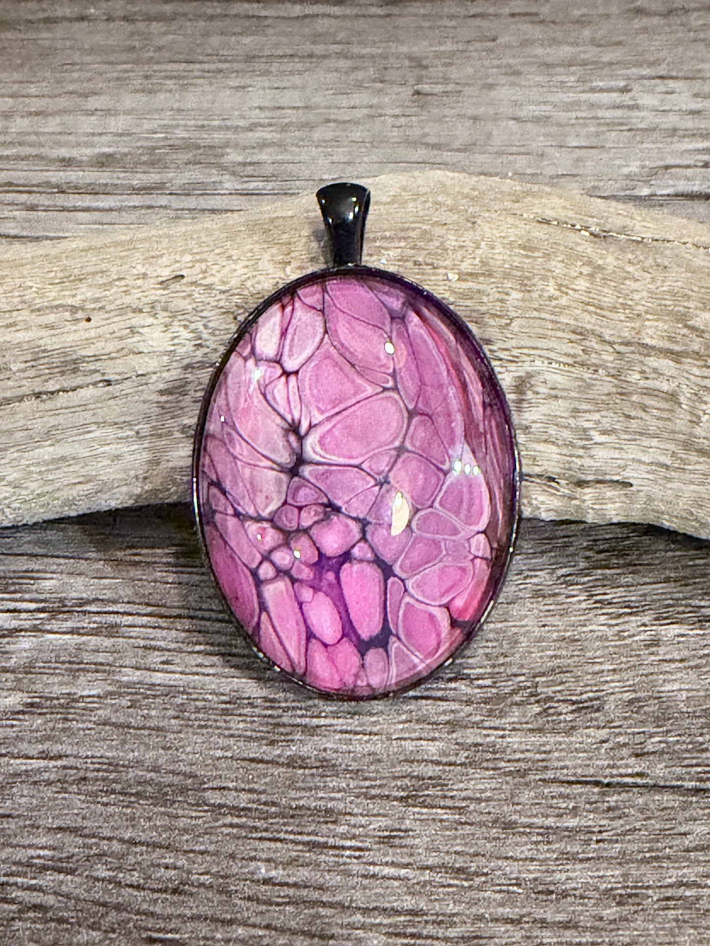 Oval Fluid Art Necklace