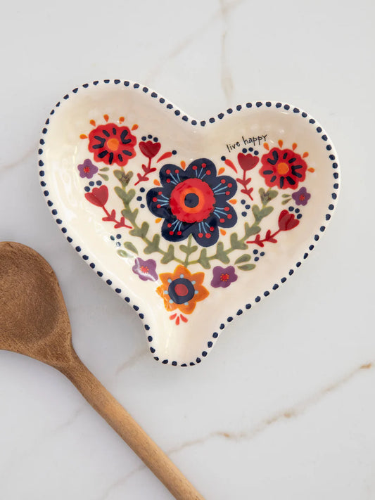 Natural Life Live Happy Heart Spoon Rest