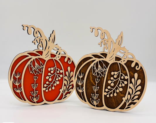 Pumpkins - Floral Wood