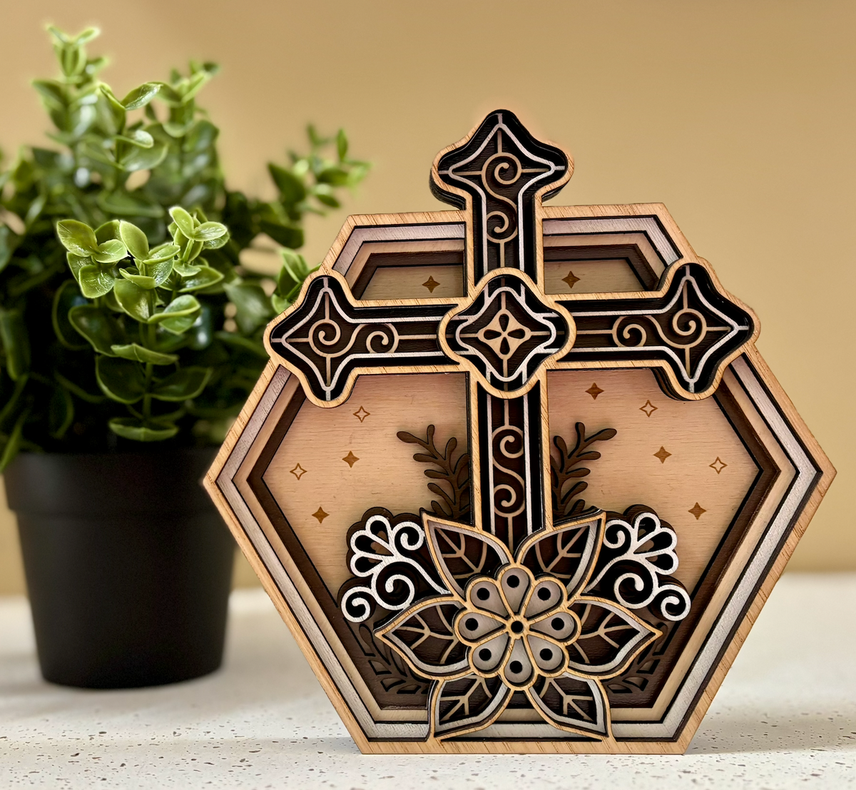 5-layered wooden mandalas