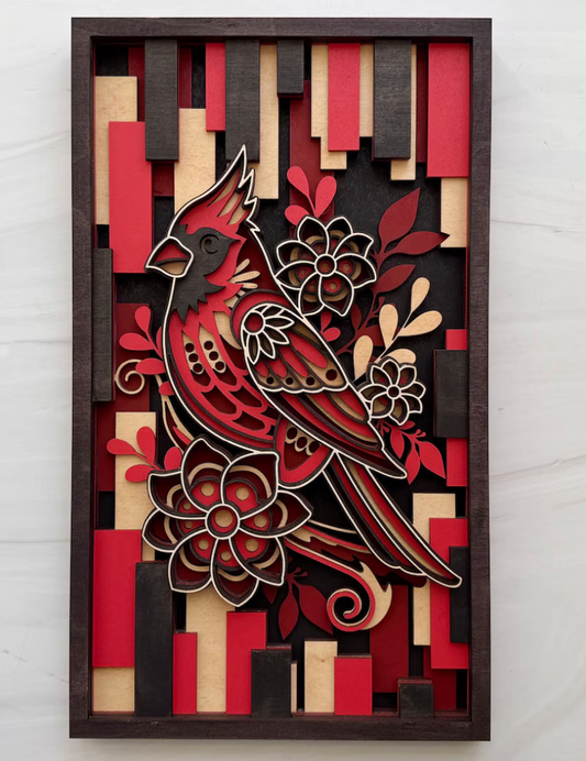Layered Cardinal - 12 x 7