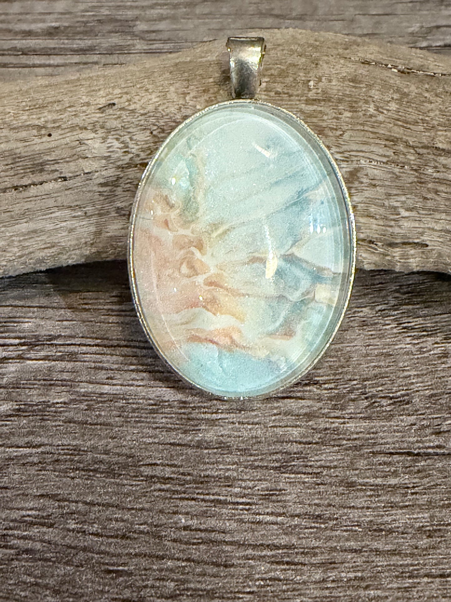 Oval Fluid Art Necklace