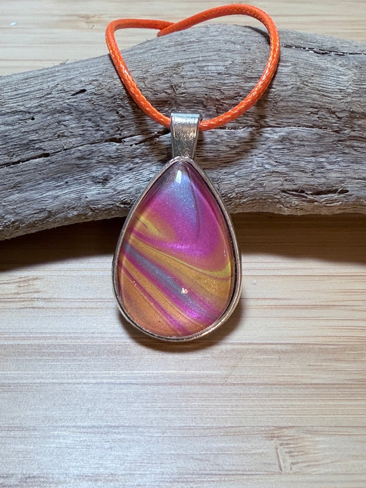 Tear Drop Fluid Art Necklace