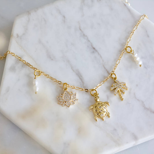 CZ Beach Charm Necklace