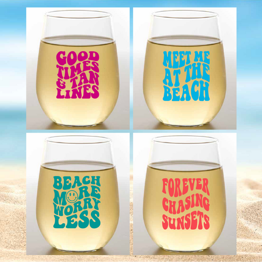 BEACH RETRO Shatterproof Wine Glasses