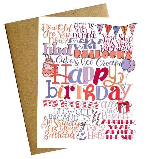 Birthday Word Celebration Card