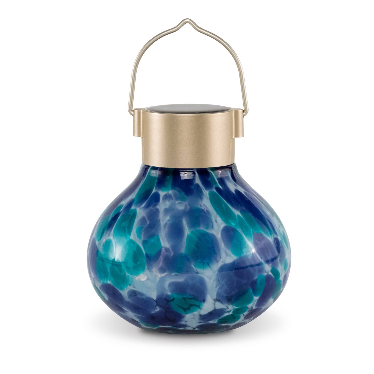 Tea Lantern - 5" Glass Outdoor Solar Lantern - Tidal Blue