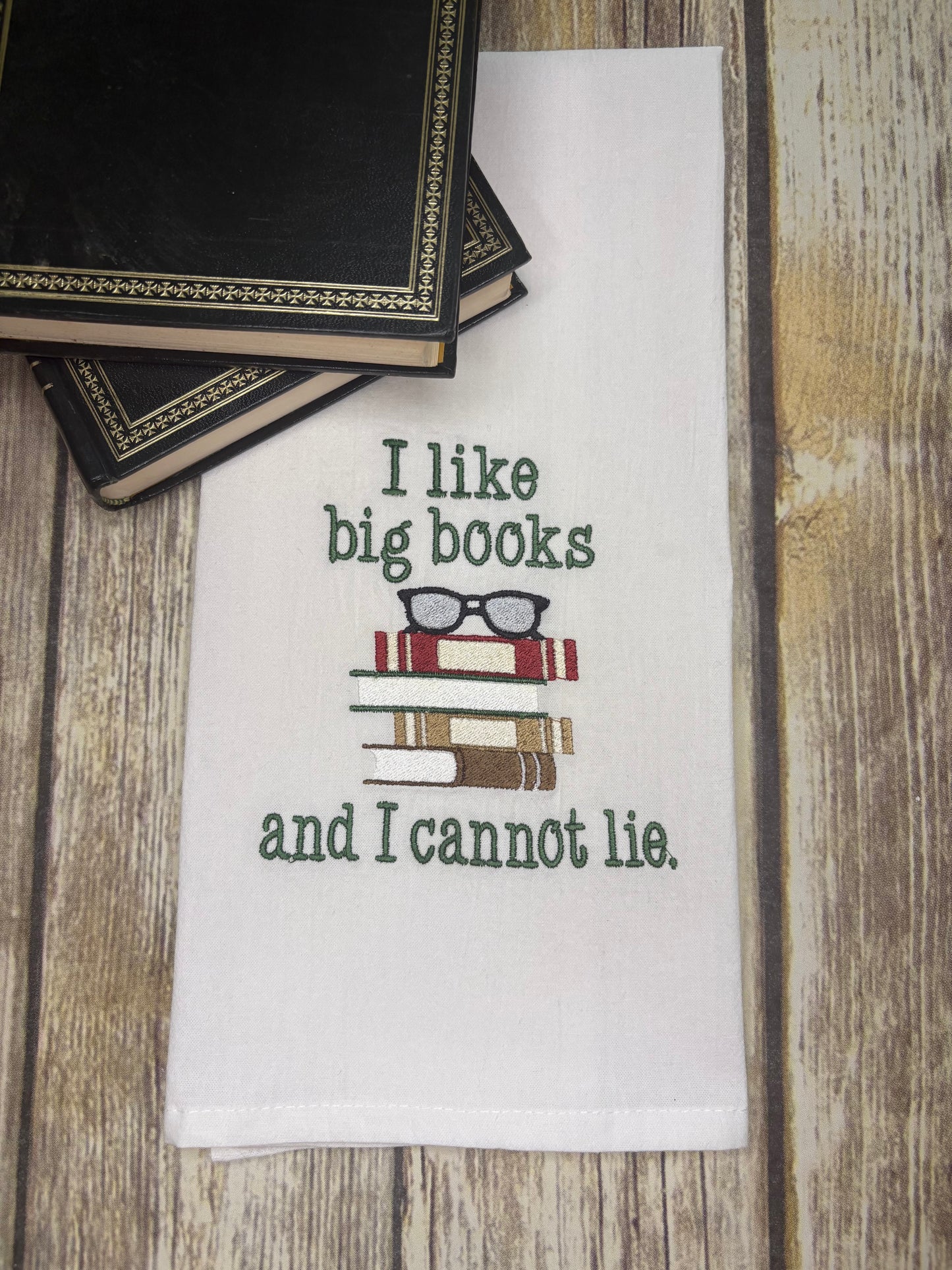 Embroidered Book Tea Towels - Fun book sayings -