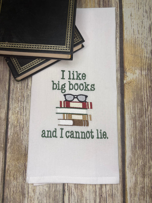 Embroidered Book Tea Towels - Fun book sayings -