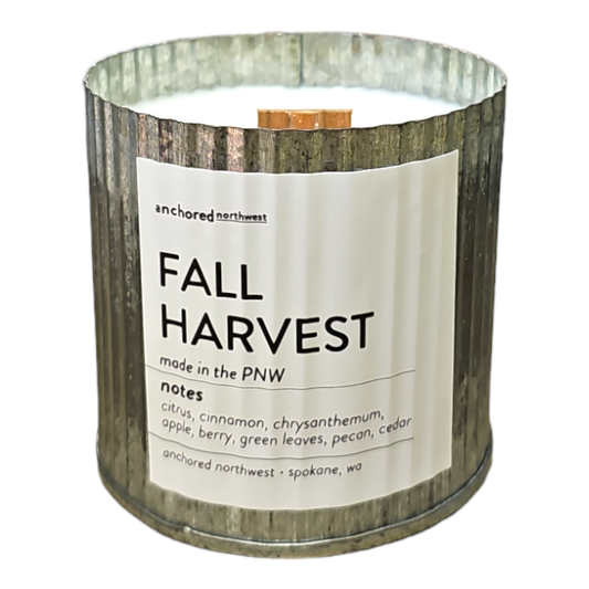 Fall Harvest Rustic Vintage Farmhouse Wood Wick Candle