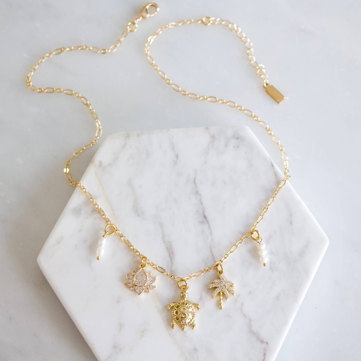 CZ Beach Charm Necklace