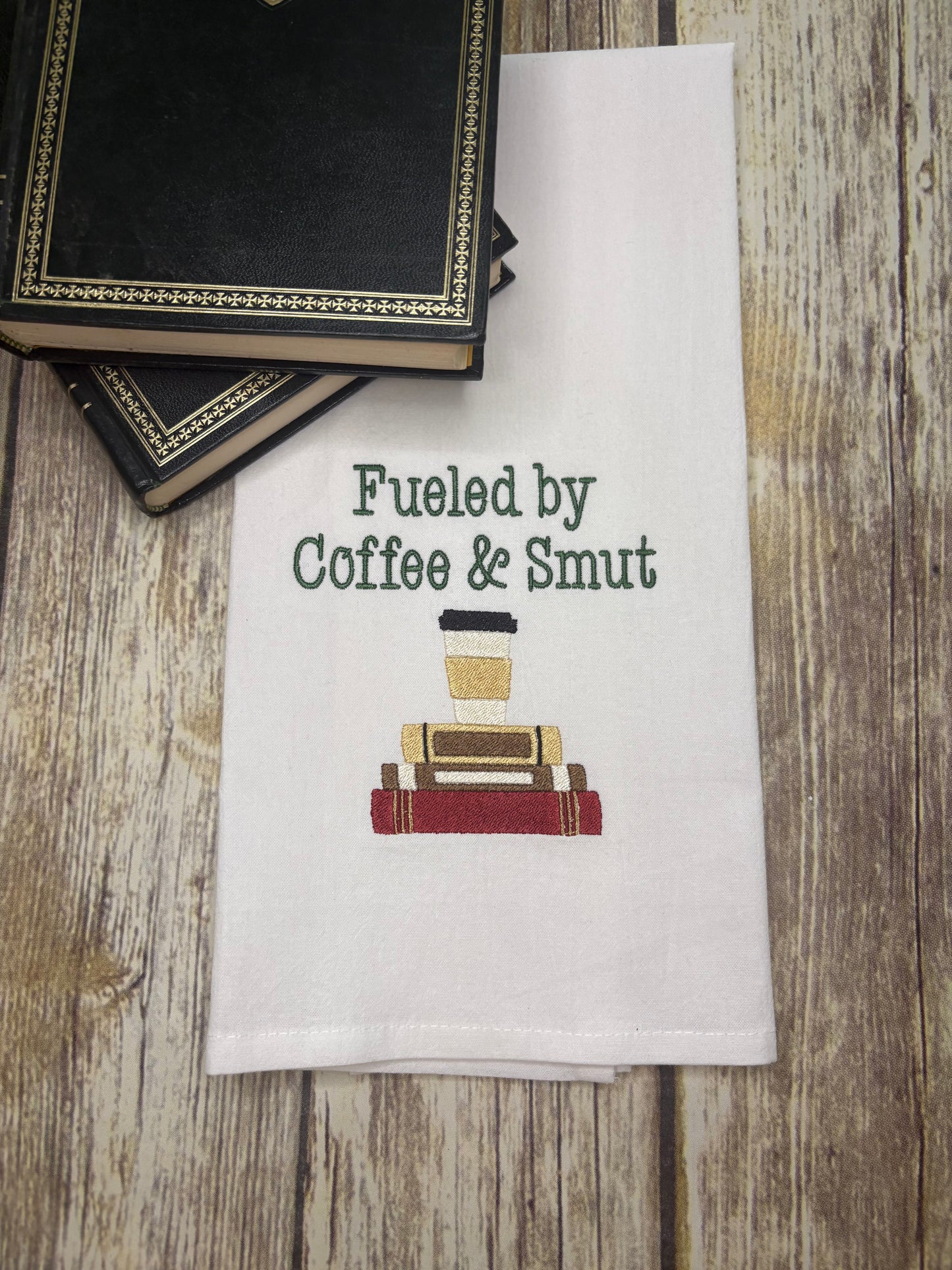 Embroidered Book Tea Towels - Fun book sayings -
