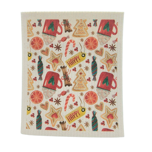 Christmas Cookies & Hot Coco Dishcloth - Christmas Decor